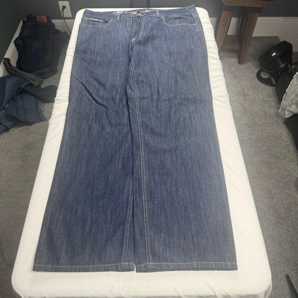 DEGREE'S Jeans Mens 40x32 Blue Med Wash Relaxed Wide Leg Denim Casual DJ-15 - Picture 2 of 6